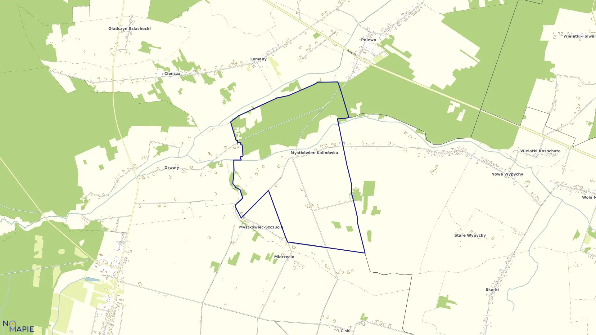 Mapa obrębu MYSTKÓWIEC KALINÓWKA w gminie Zatory